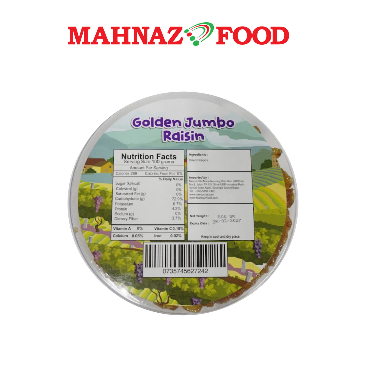 Mahnaz Food Golden Jumbo Raisin 500g