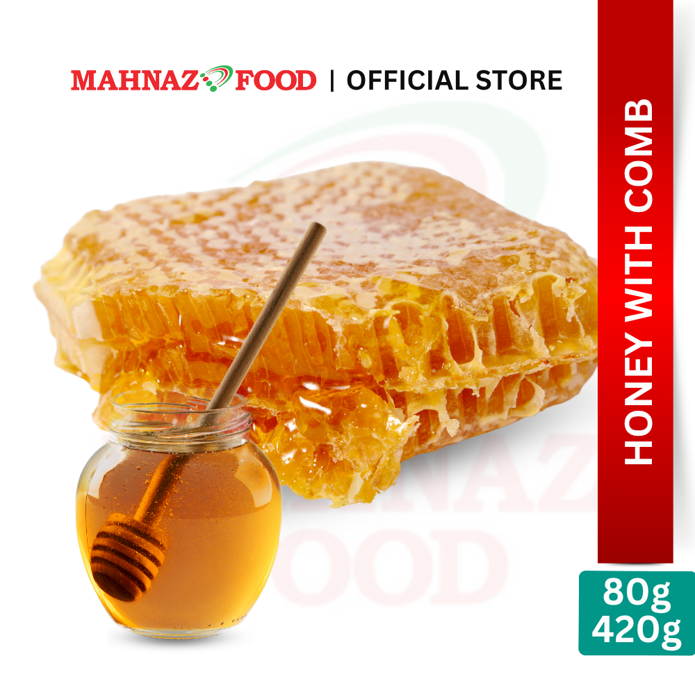 Mahnaz Food Pure Honey With Comb 80G / 420G | Madu Asli Dengan Sarang Lebah