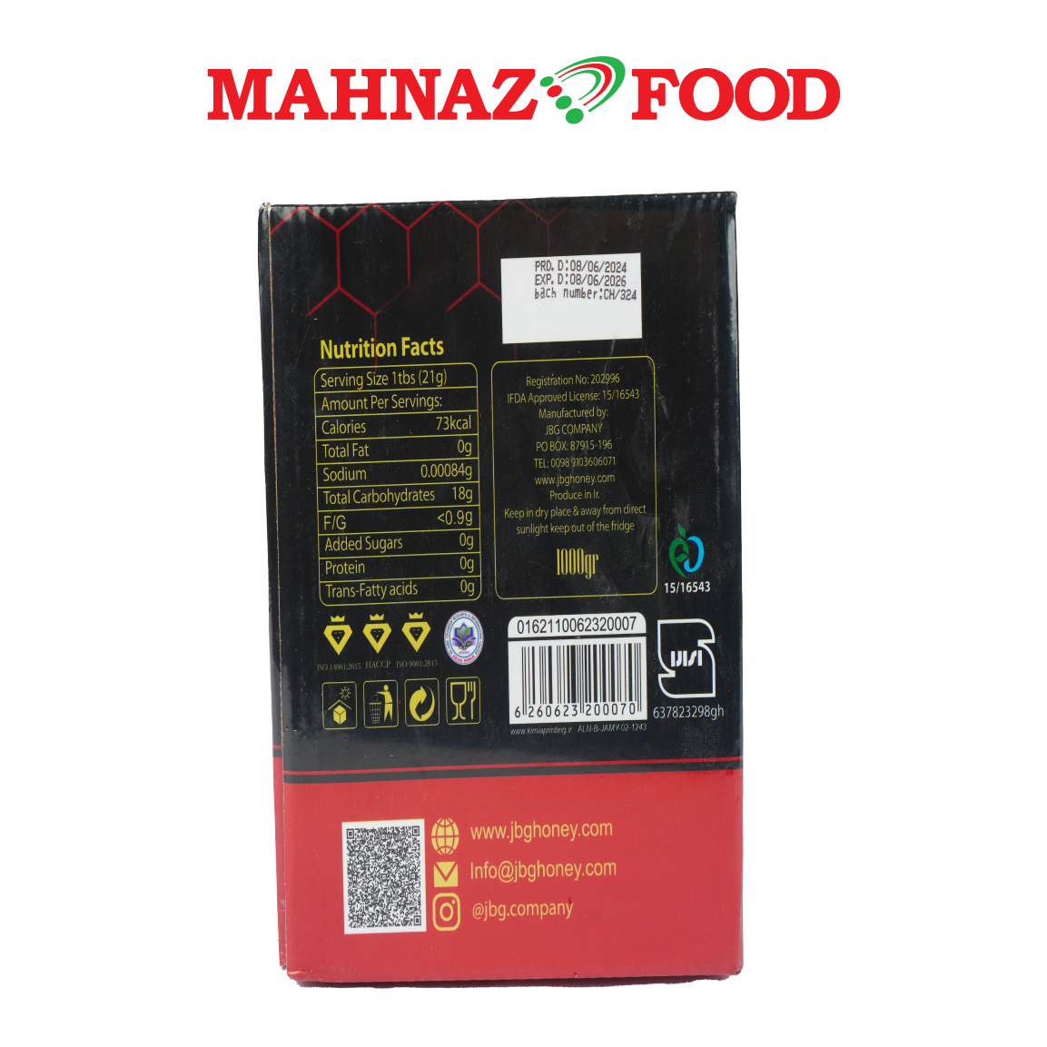 Mahnaz Food Bihnek Multiflower Honey 1000g