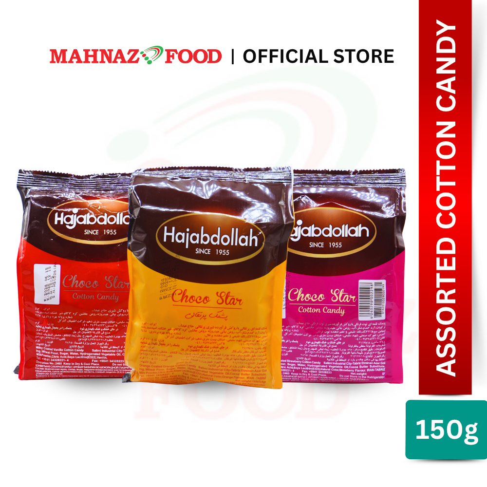 Hajabdollah Assorted Cotton Candy 150G | Halva Pashmak Iran | Milky / Orange / Strawberry | 棉花糖 Iran | Gula-Gula Kapas