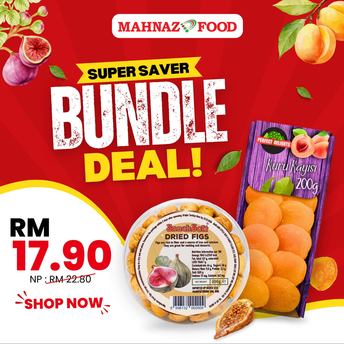 BUNDLE Apricot (200g) & Snack Soft Fig (200g)
