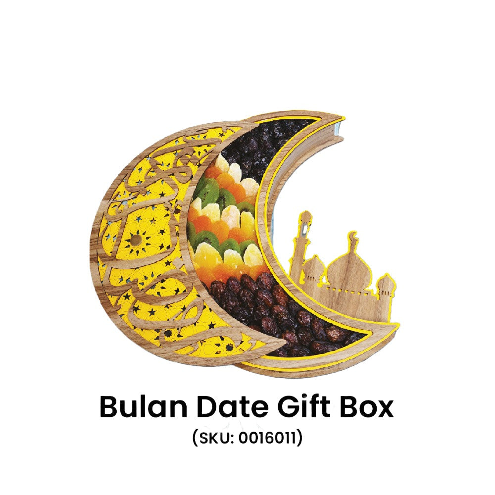 Makanan Mahnaz - Kotak Hadiah Kurma Bulan | Set Kotak Hadiah Raya | Set Hamper | Set Kotak Hadiah Puasa