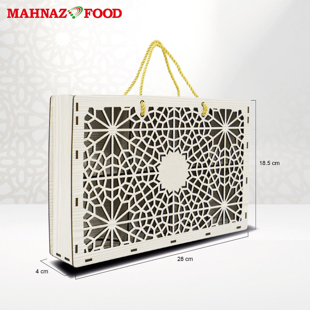 Mahnaz Food | Lale Bag Wooden White Gift Box (8 Slot) | Box Only
