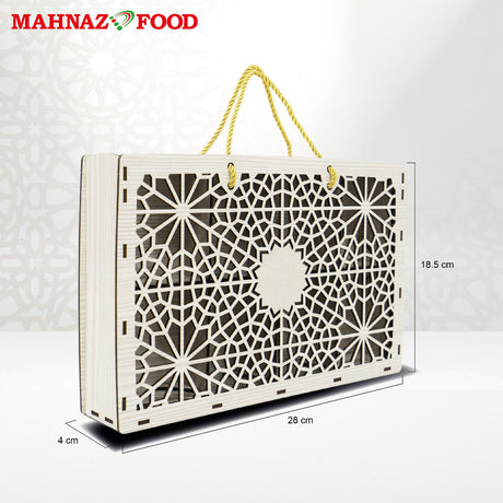 Mahnaz Food | Lale Bag Wooden White Gift Box (8 Slot) | Box Only