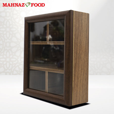 Mahnaz Food | Wooden Small Glass Box C (5 Parts With Flat Sides) | Box Only
