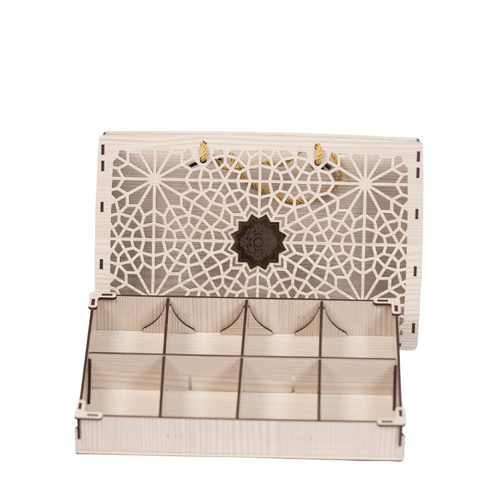 Mahnaz Food | Lale Bag Wooden White Gift Box (8 Slot) | Box Only
