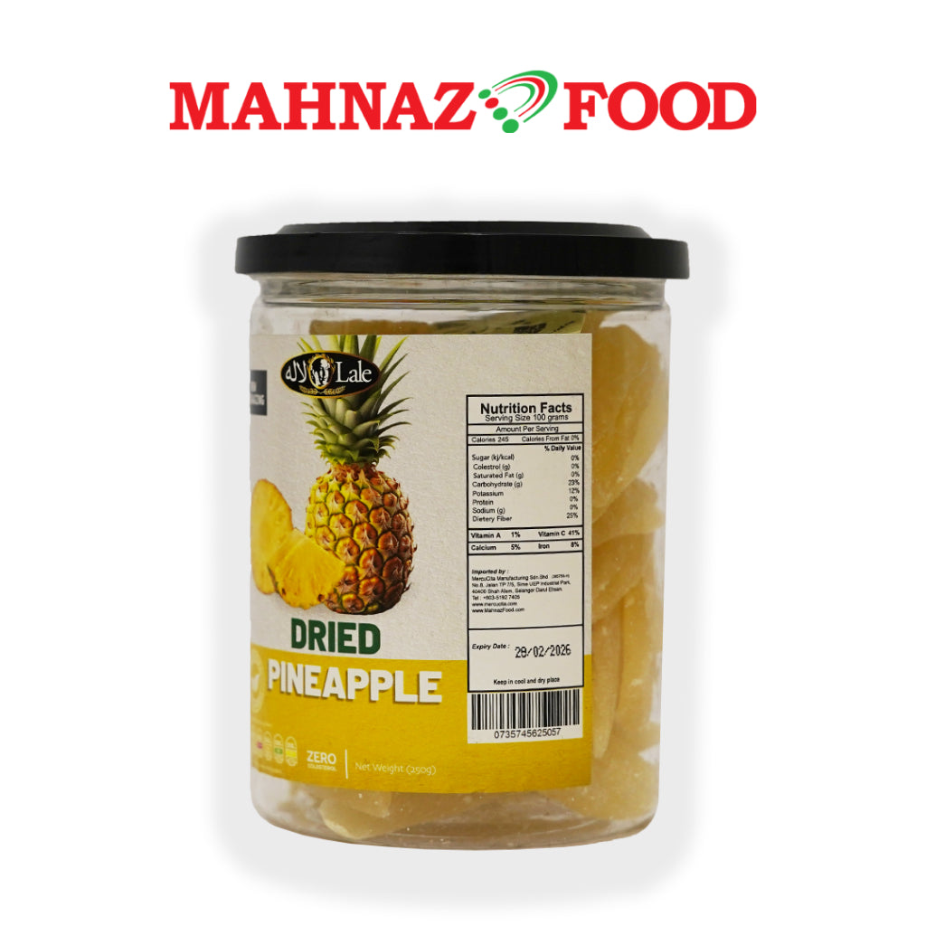 Mahnaz Food Lale Buah-buahan Kering Hirisan Nanas (250G)