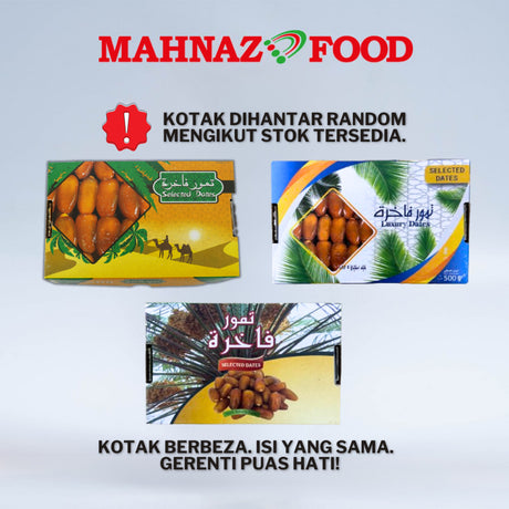 Mahnaz Food - 2 Boxes Libyan Fresh Dates | Kurma Sejuk 500G With Gulsan Pati Delima 250Ml Rm7