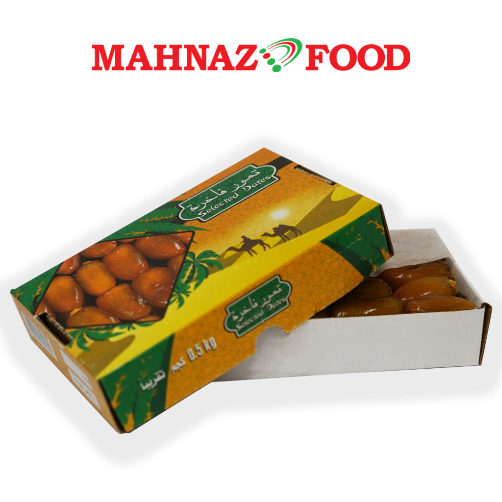 Mahnaz Food - 2 Boxes Libyan Fresh Dates | Kurma Sejuk 500G With Gulsan Pati Delima 250Ml Rm7