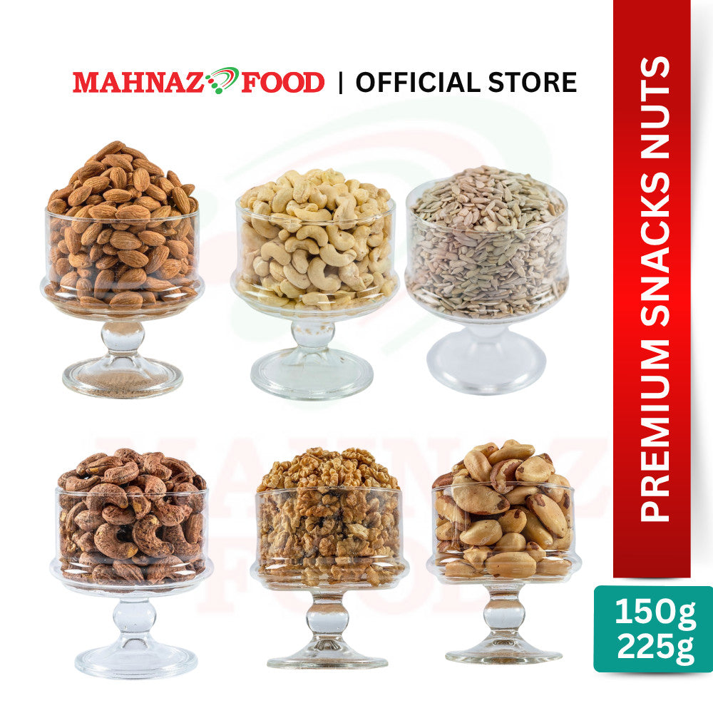 MAHNAZ FOOD Premium Snacks Nuts Assorted (150g-225g) Walnut/Almond/Pistachio/Pecan/Cashew/Sunflower/Pumpkin/Brazil Nut