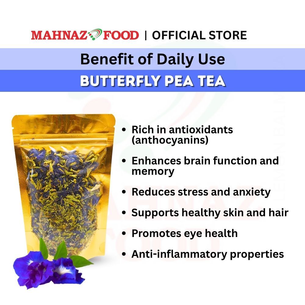 MAHNAZ FOOD Butterfly Pea Tea Herbal Leaf Healthy Small Pack (50g) | Bunga Telang