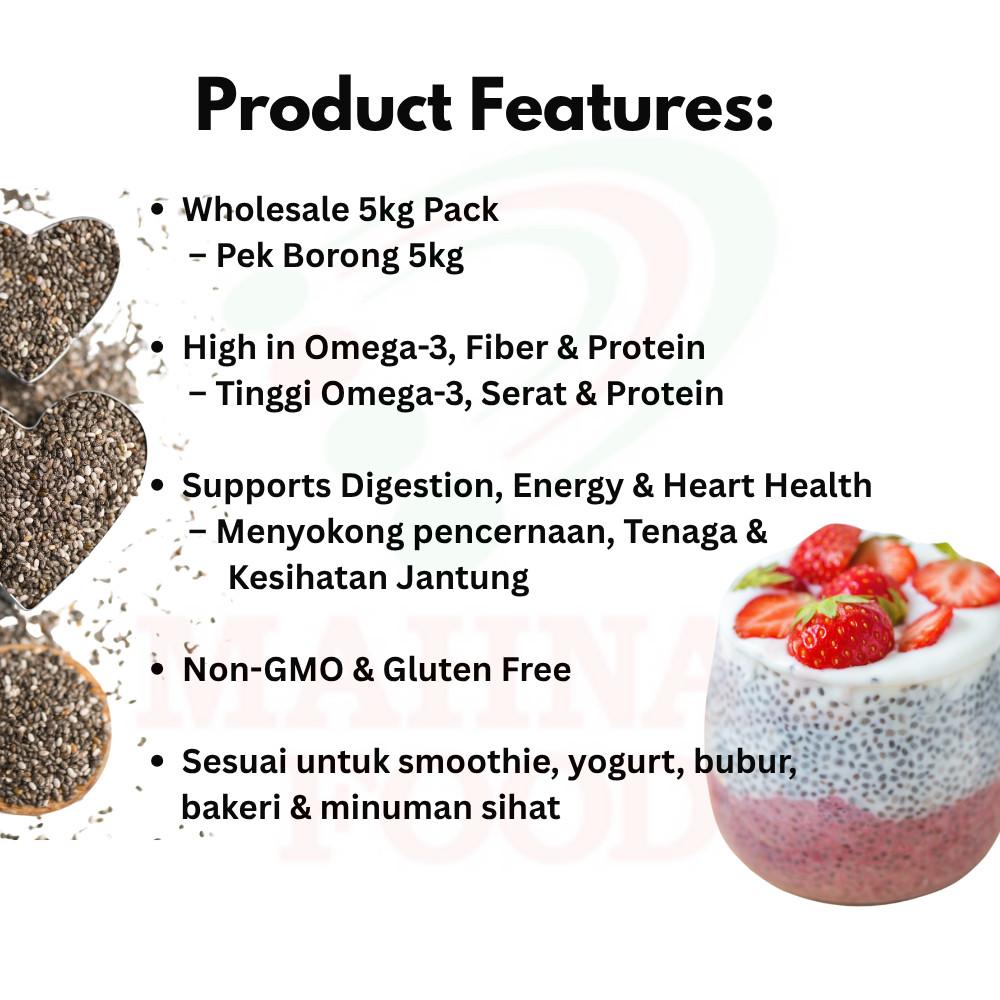 Mahnaz Food Wholesale | Chia Seed 5KG | Biji Chia Borong 5KG Superfood High Fiber Omega-3