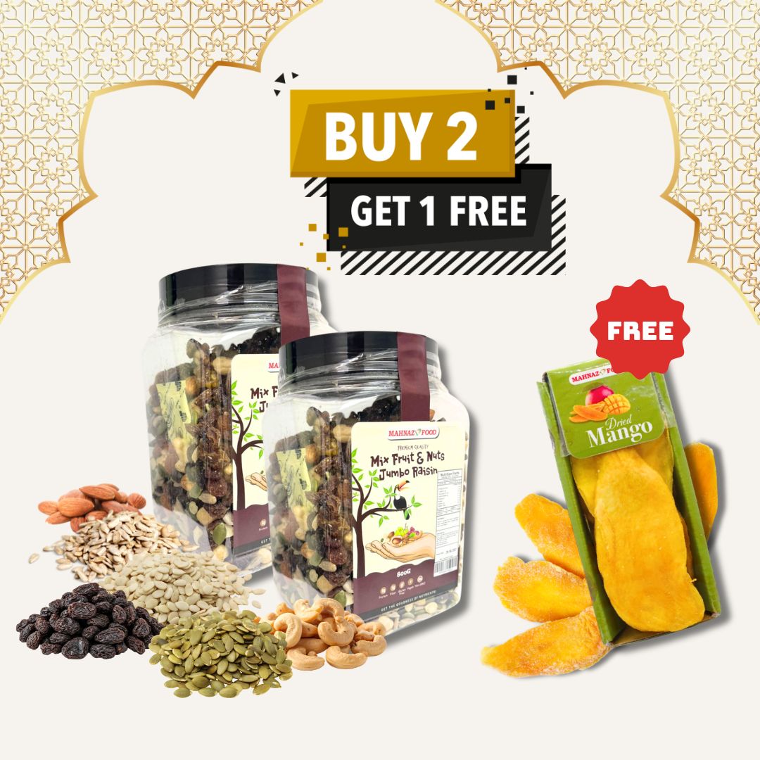 Buy 2 Free 1 | Mix Fruits & Nuts Jumbo Raisin | 800g | Free Dried Mango