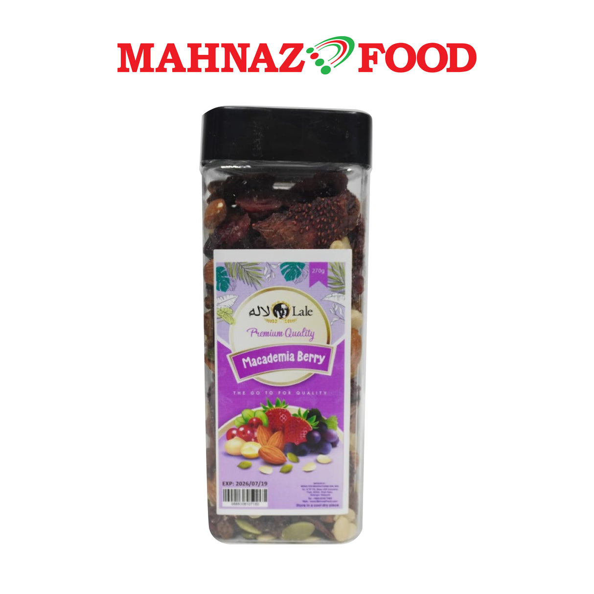 Mahnaz Food Lale Macadamia Berry Mix 270g Bottle