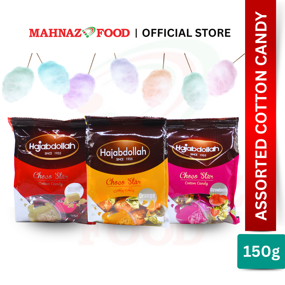Hajabdollah Assorted Cotton Candy 150G | Halva Pashmak Iran | Milky / Orange / Strawberry | 棉花糖 Iran | Gula-Gula Kapas