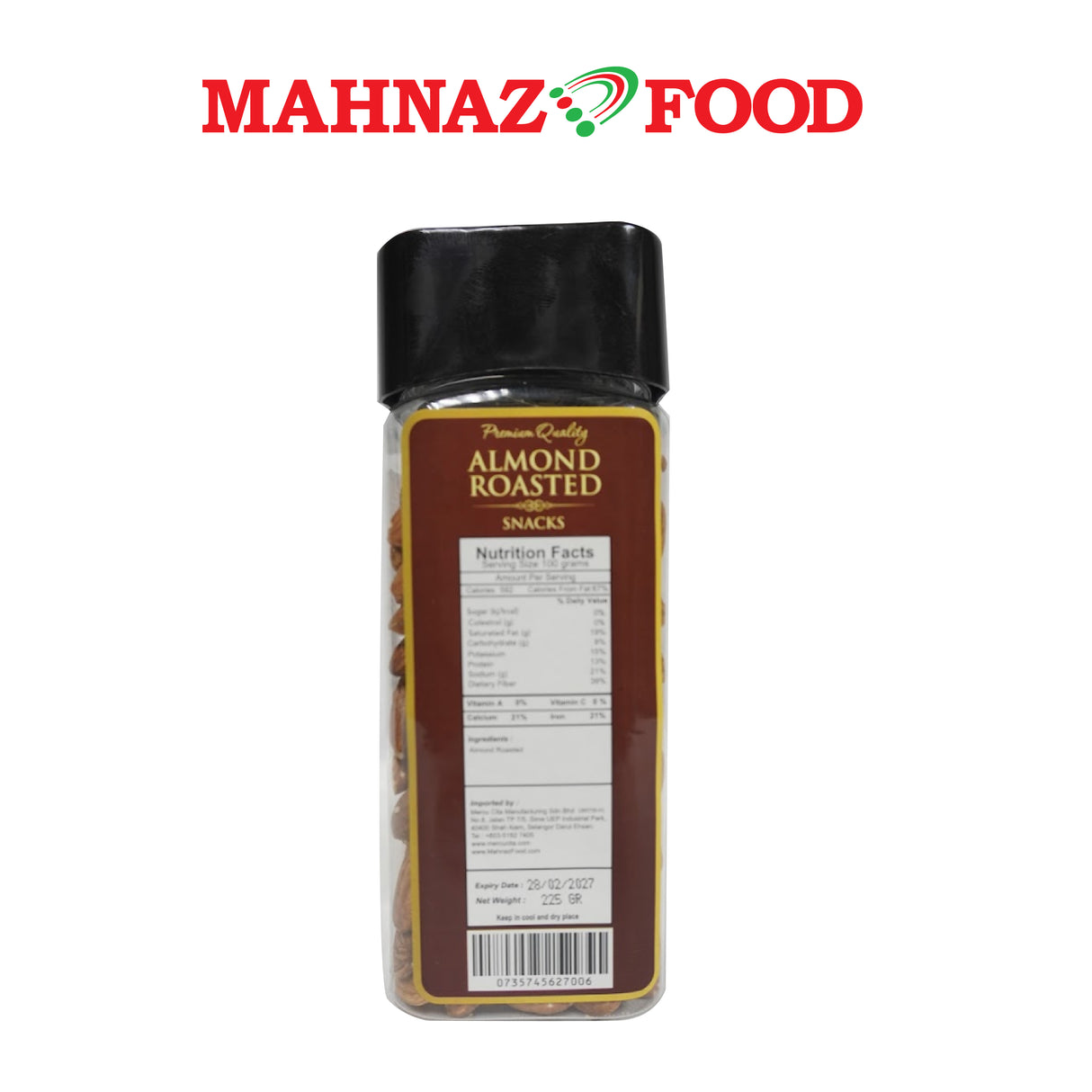 Mahnaz Food Almond Roasted 225g