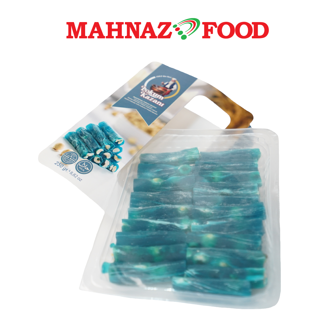 Mahnaz Food Lokum Kazani Turkish Delight Italian Caramel With Hazelnut Finger Delight 250g Made in Turkey