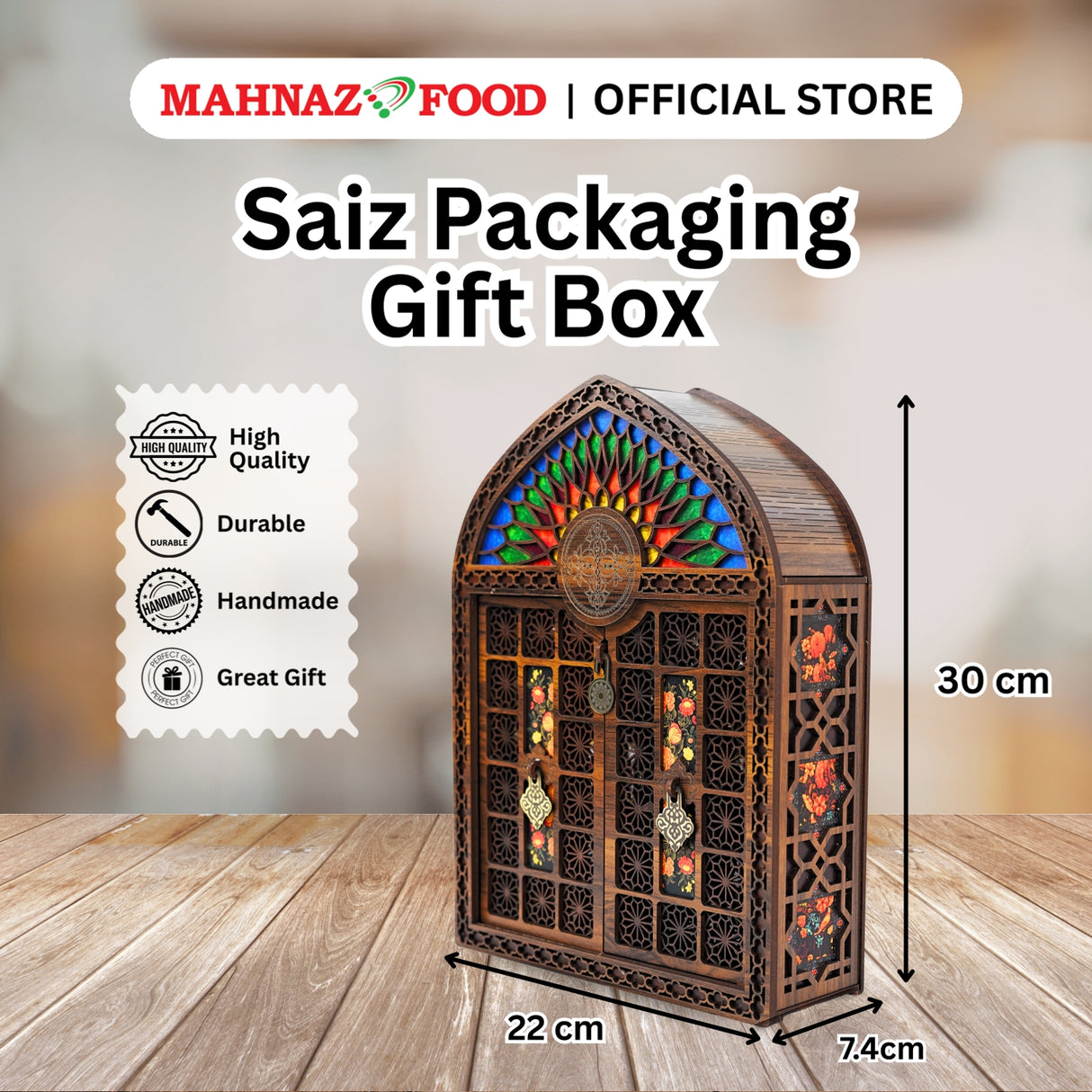 Makanan Mahnaz - Kotak Hadiah Pistachio Islamik | Set Kotak Hadiah Raya | Set Hamper | Kotak Hadiah Puasa