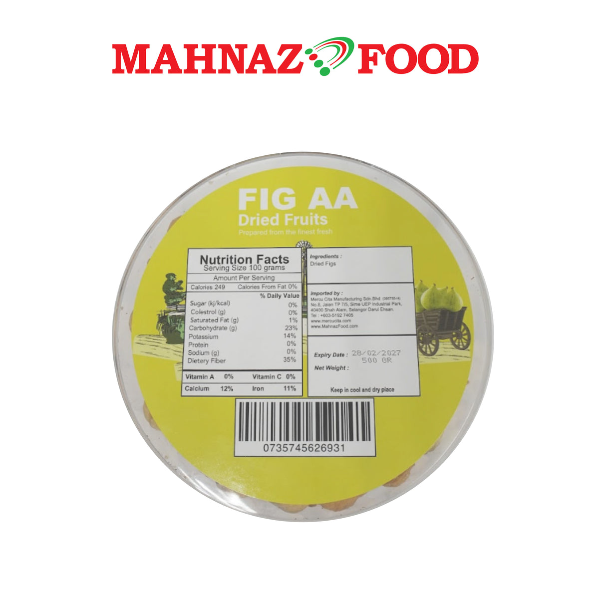 Mahnaz Food Dried Fig AA 500g