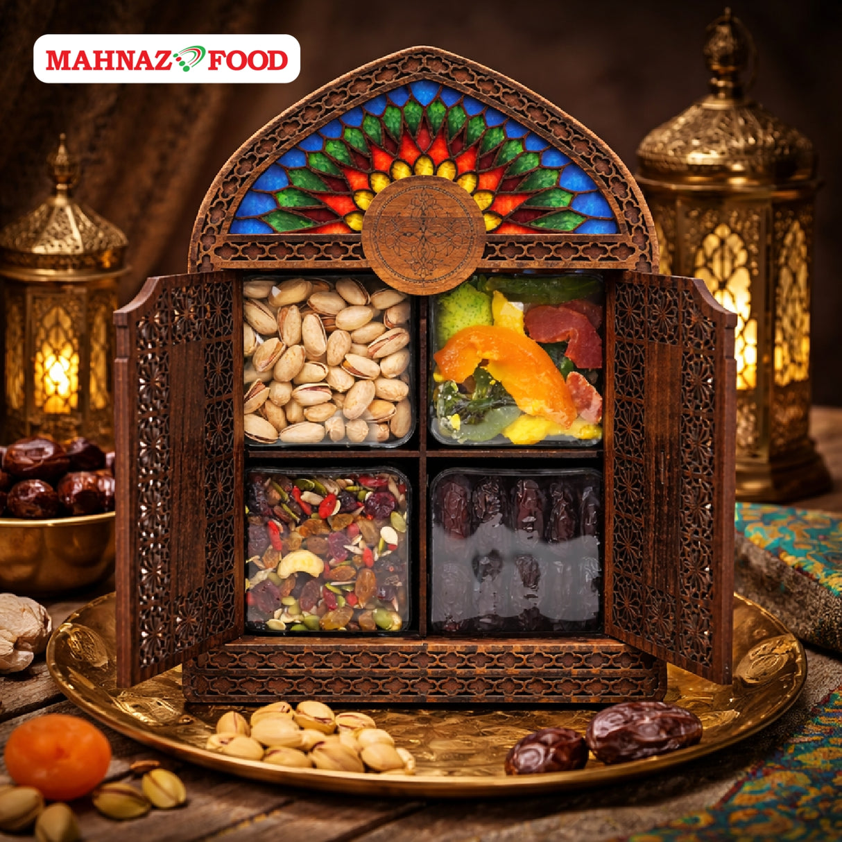 Makanan Mahnaz - Kotak Hadiah Pistachio Islamik | Set Kotak Hadiah Raya | Set Hamper | Kotak Hadiah Puasa