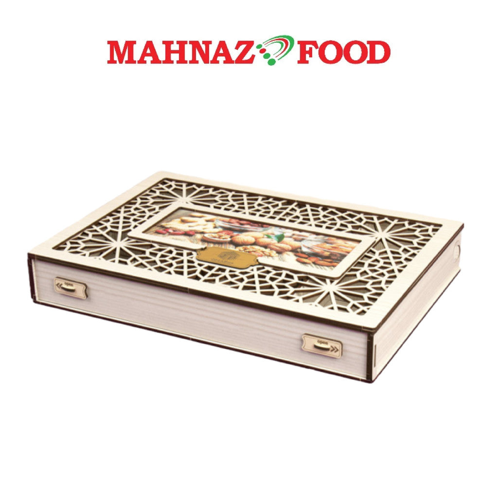 Mahnaz Food | Wooden Net Printed Nut Box | Box Only