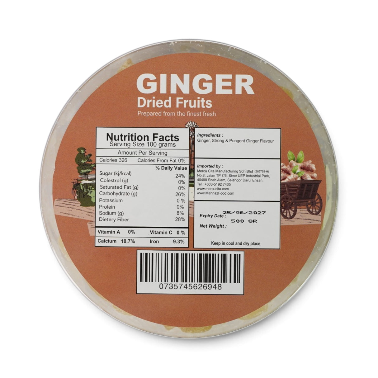 Dried Fruit | Ginger | Slice | 500g