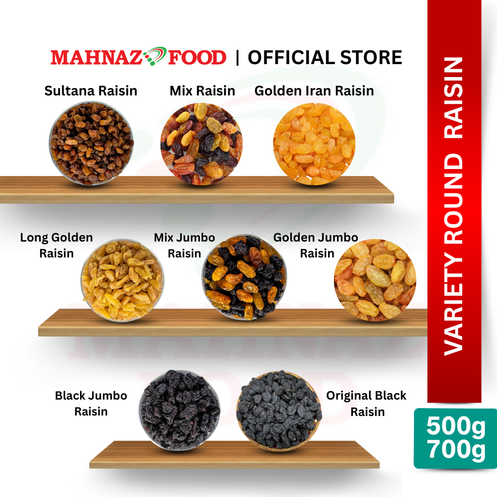 Mahnaz Food Variety Raisins Round Container 500g – 700g | Premium Snack | Healthy Gift Set | Mix Raisins | 葡萄干礼盒