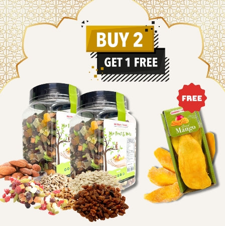 Buy 2 Free 1 | Cashew Nut Roasted | Mix Fruits & Nuts Jumbo Raisin | Pistachio Roasted | Lale Pecan Berry Mix | Lale Macadamia Berry Mix | Mix Fruits & Nuts | 800g| Free Dried Mango