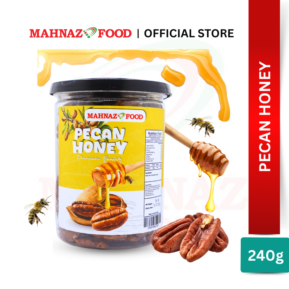 Mahnaz Food Pecan Nuts 220G & Pecan Honey 240G | Brain Food | High Antioxidant | Premium Nut 蜂蜜山核桃 养脑零食