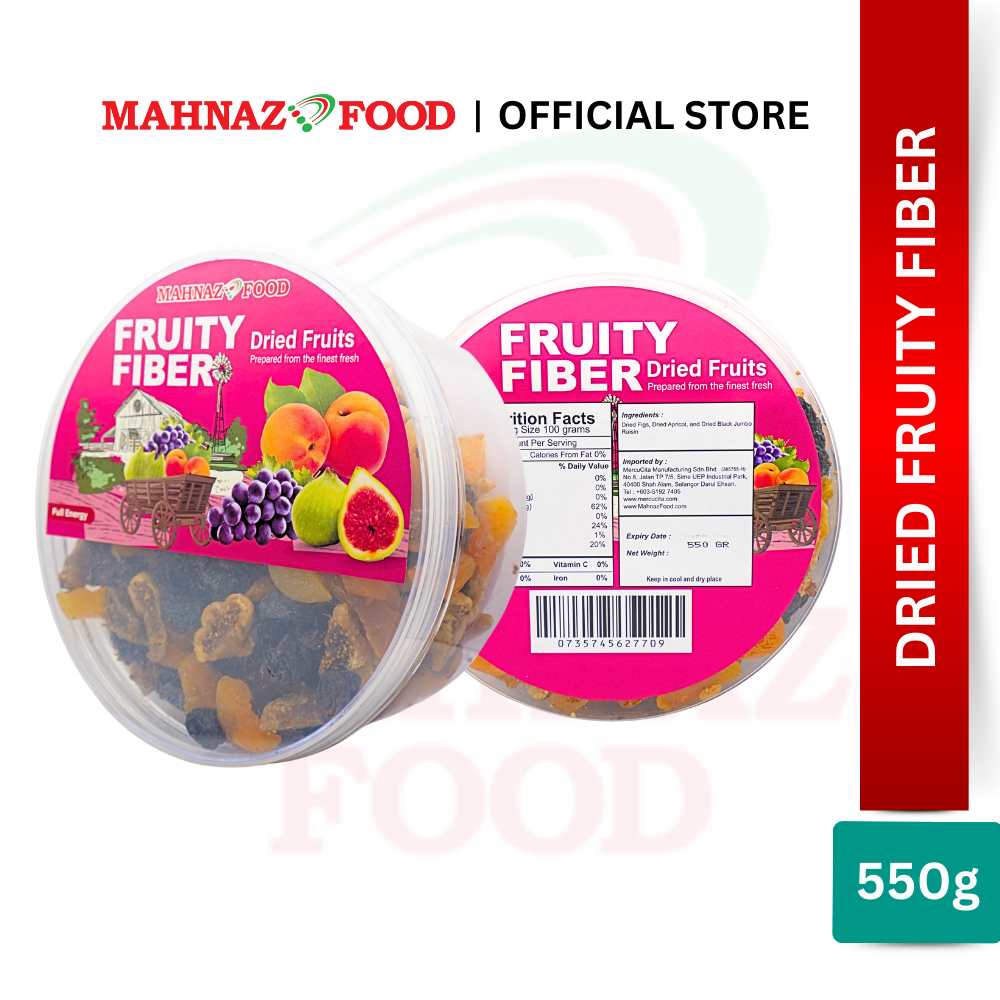 Mahnaz Food Variety Dried Fruits Round Container 400g – 550g | Premium Snack | Healthy Gift Set | Mix Buah Kering | 干果礼盒