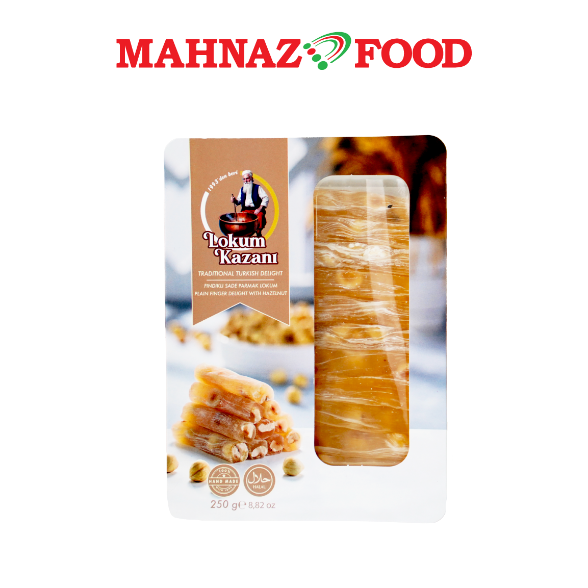 Mahnaz Food Lokum Kazani Turkish Delight Plain Finger Delight Dengan Hazelnut 250g Buatan Turki