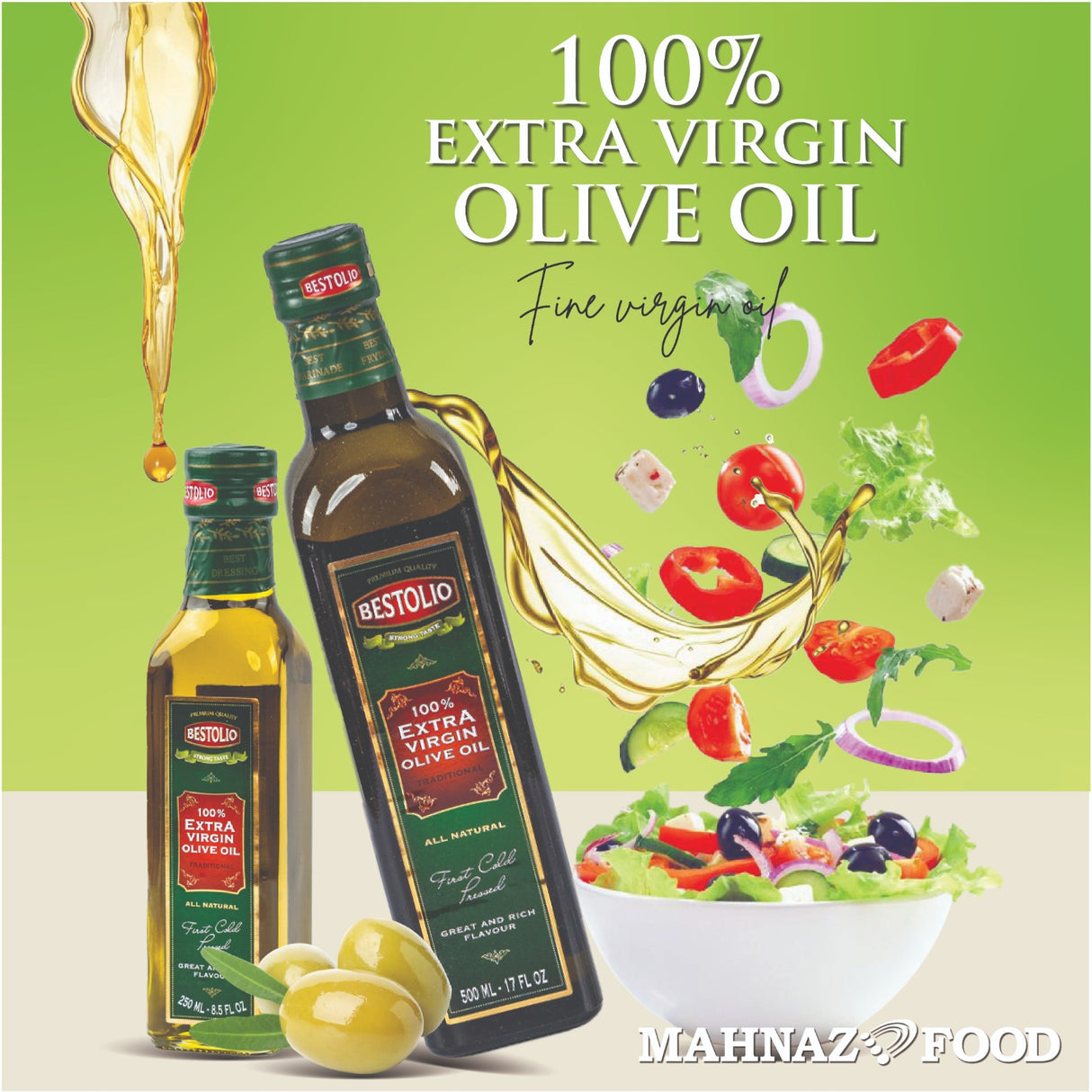 Mahnaz Food Bestolio Minyak Zaitun Extra Virgin (250Ml/500Ml/1000Ml)