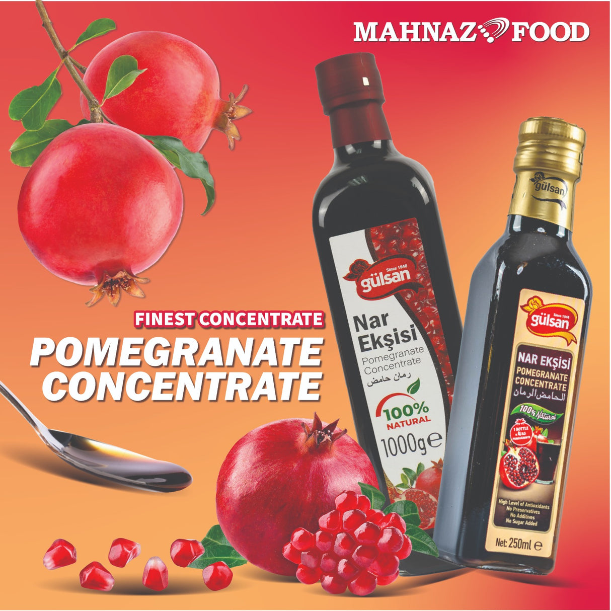 Mahnaz Food Gulsan Pomegranate Concentrate Pati Delima (250Ml / 1L)