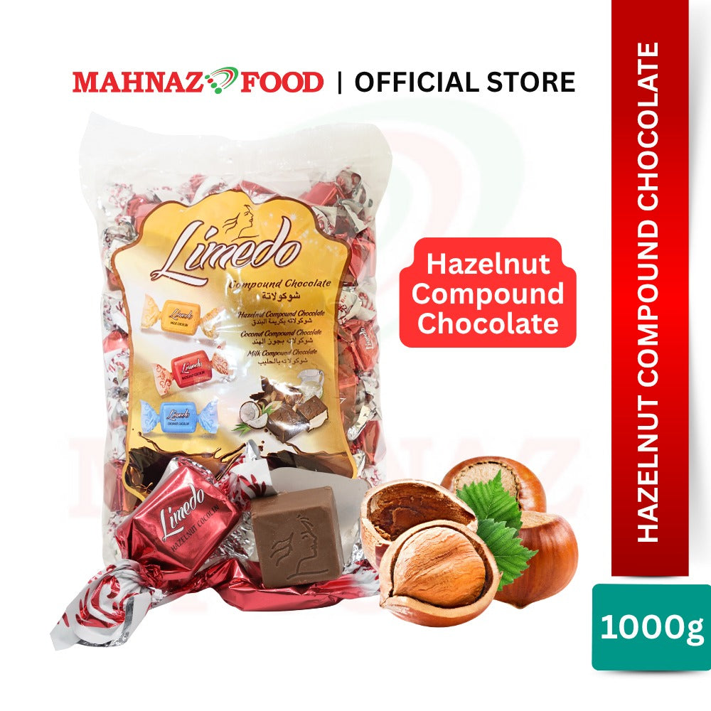 MAHNAZ FOOD LIMEDO COMPOUND CHOCOLATE WITH COCONUT| MILK| HAZELNUT|ASSORTED (1 KG)
