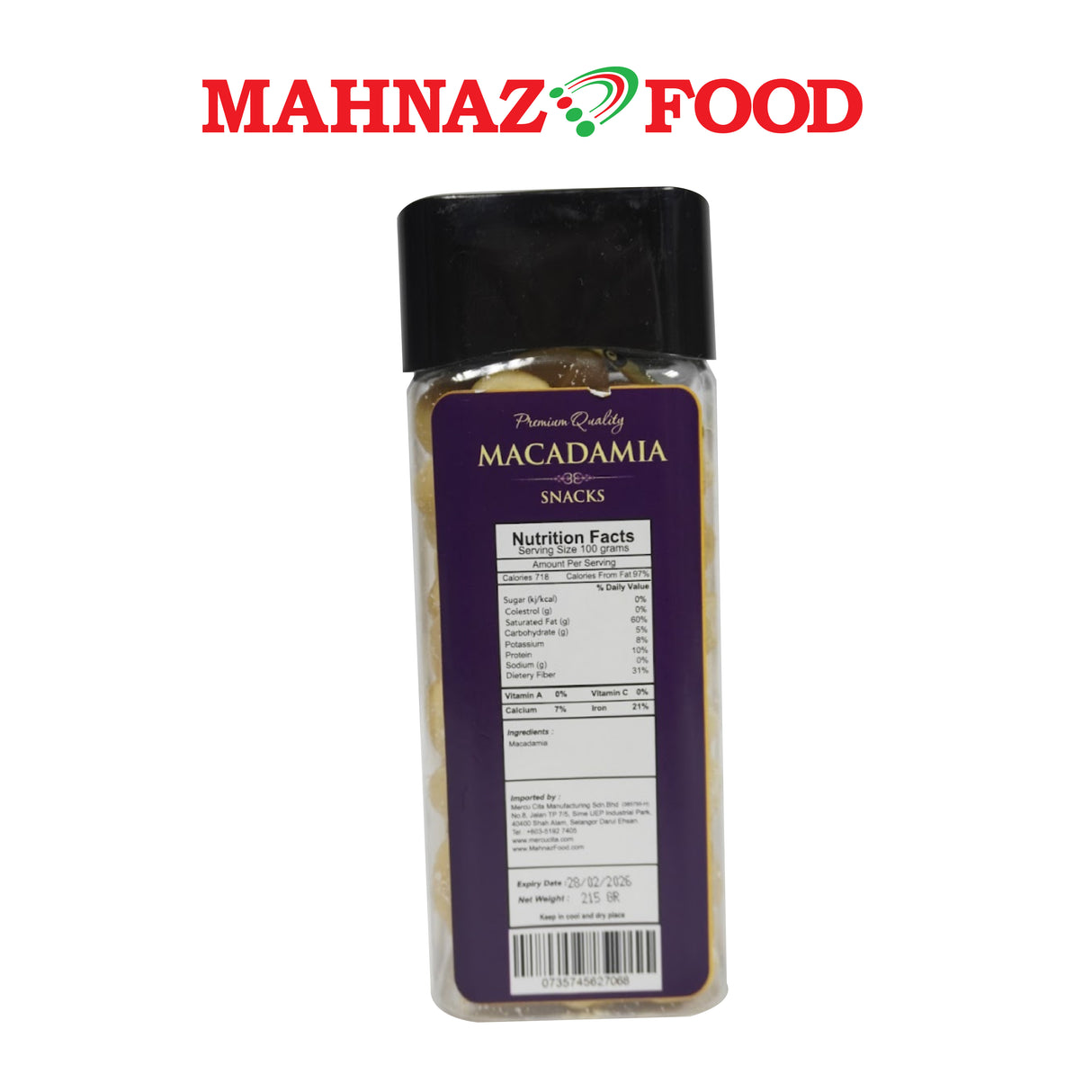 Mahnaz Food Macadamia 215g