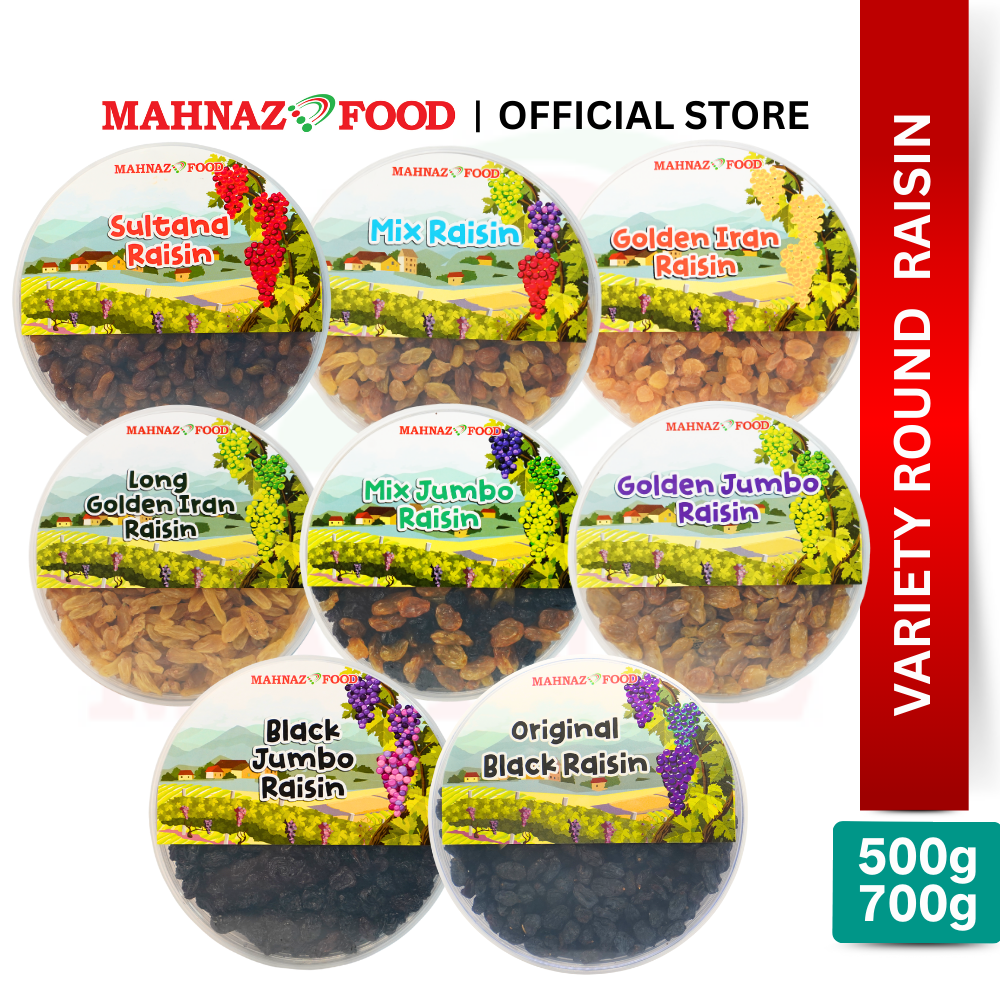 Mahnaz Food Variety Raisins Round Container 500g – 700g | Premium Snack | Healthy Gift Set | Mix Raisins | 葡萄干礼盒