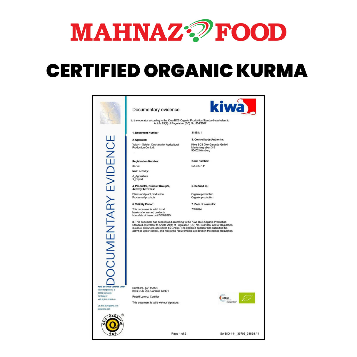 Mahnaz Food Kurma Kurma Organik Ajwa + Saffron