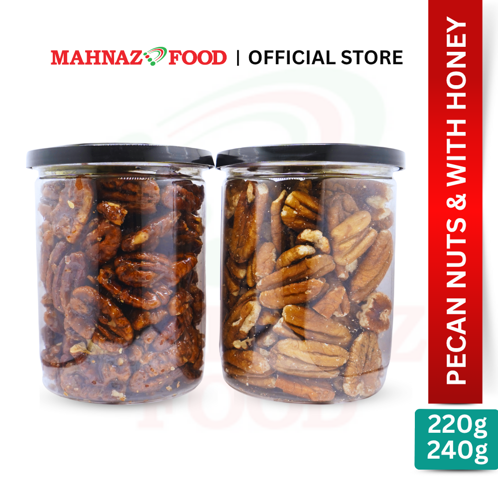Mahnaz Food Pecan Nuts 220G & Pecan Honey 240G | Brain Food | High Antioxidant | Premium Nut 蜂蜜山核桃 养脑零食