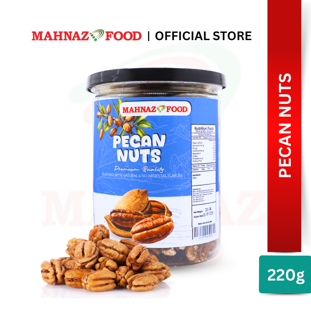 Mahnaz Food Pecan Nuts 220G & Pecan Honey 240G | Brain Food | High Antioxidant | Premium Nut 蜂蜜山æ ¸桃 养脑零食