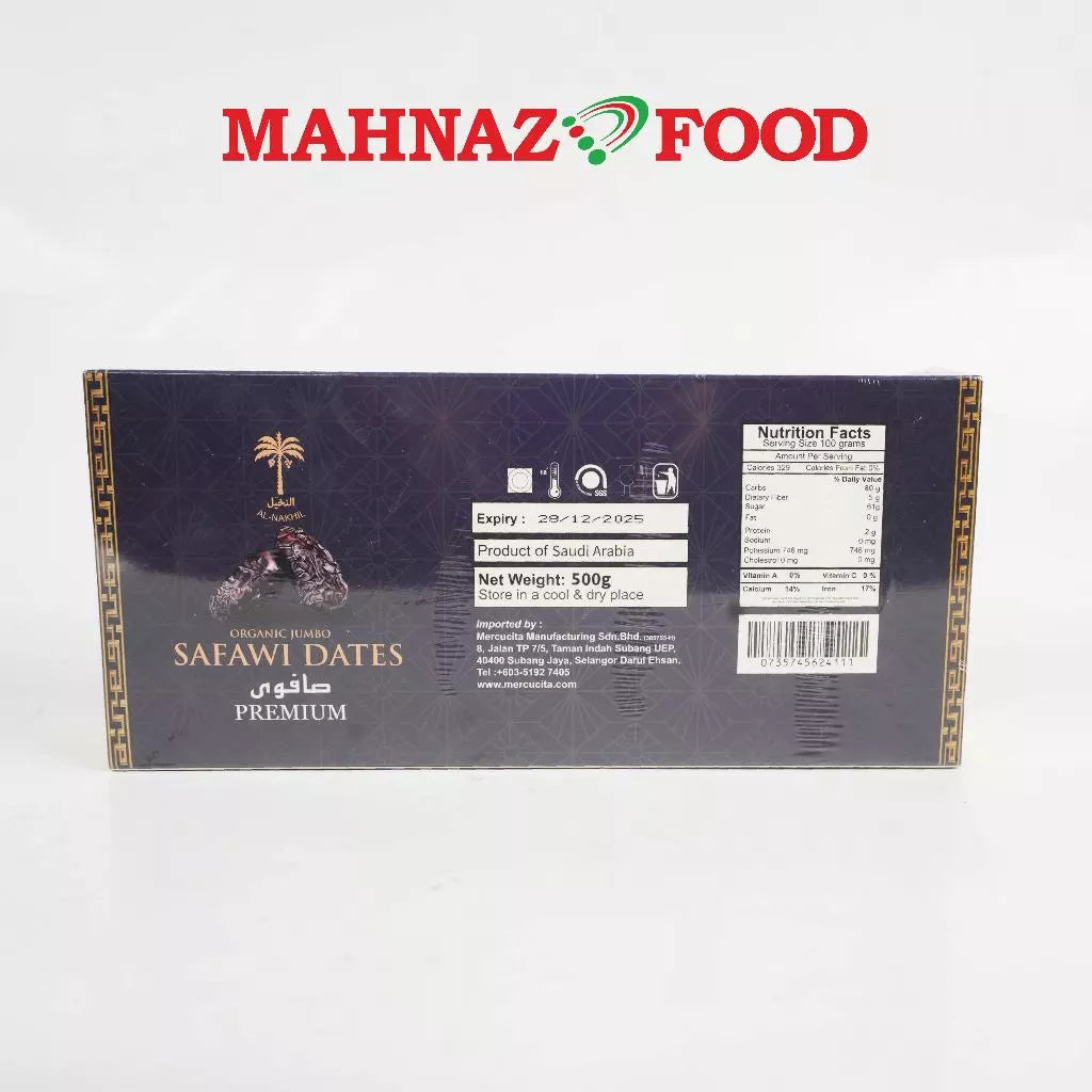 MAHNAZ FOOD - KURMA | DATES AL NAKHIL SAFAWI ORGANIC JUMBO (300G)