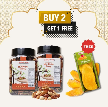 Buy 2 Free 1 | Cashew Nut Roasted | Mix Fruits & Nuts Jumbo Raisin | Pistachio Roasted | Lale Pecan Berry Mix | Lale Macadamia Berry Mix | Mix Fruits & Nuts | 800g| Free Dried Mango