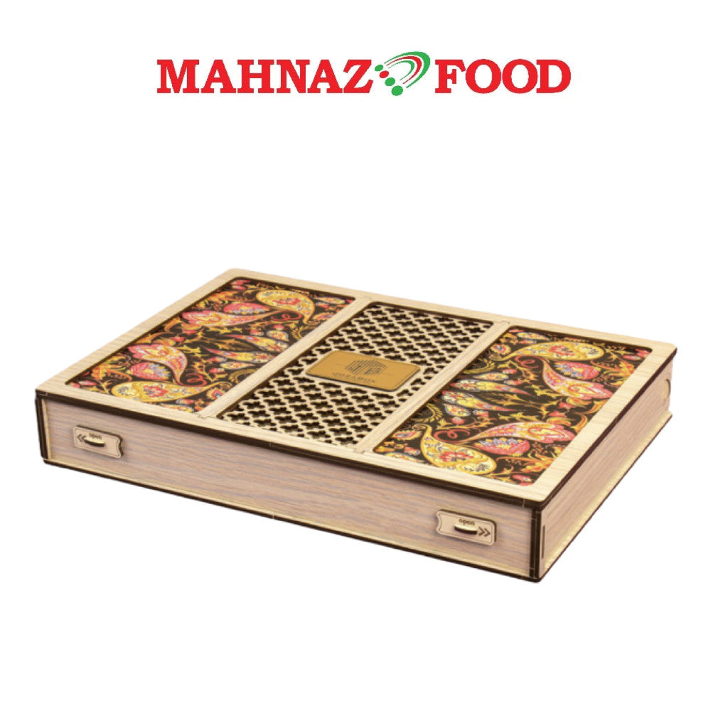 Mahnaz Food | Wooden Net Printed Nut Box | Box Only