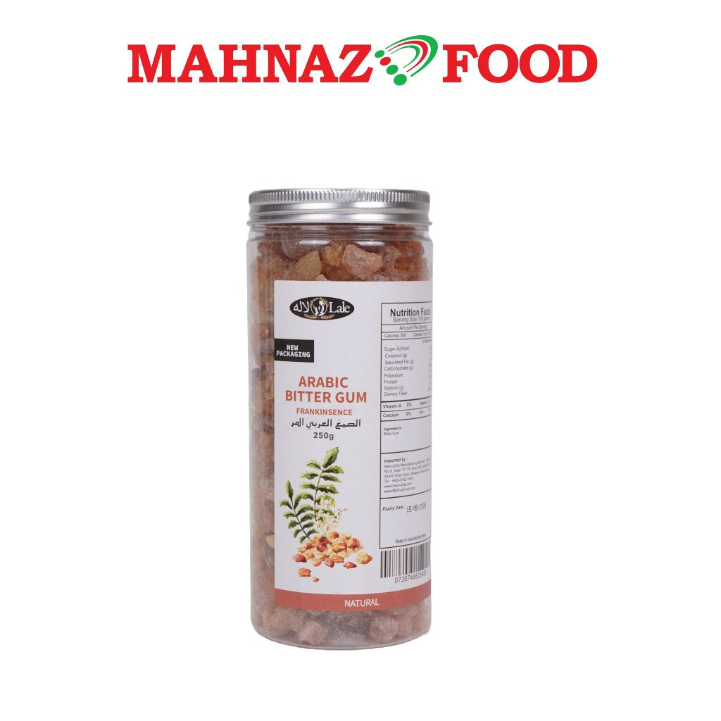 Mahnaz Food Arabic Bitter Gum Frankinsence Healthy Snack Bottle Packaging (250G)