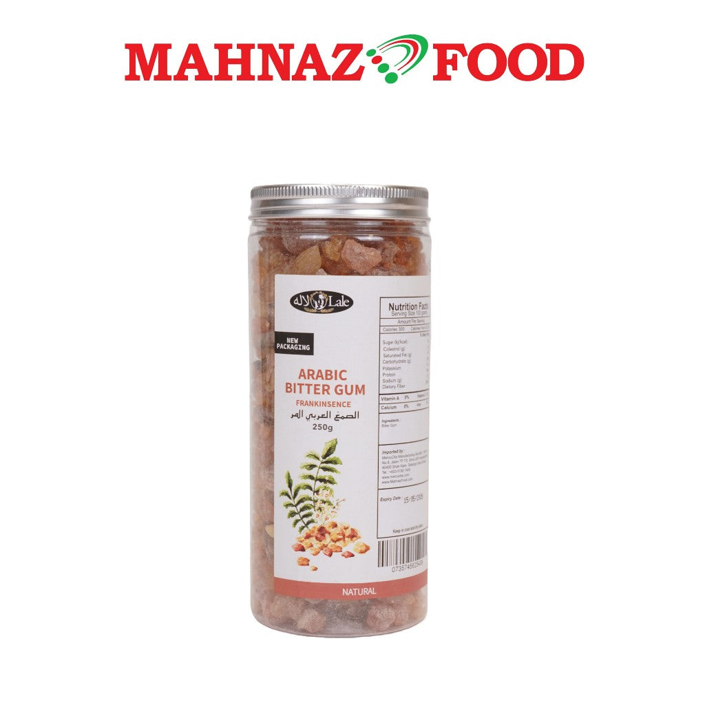 Mahnaz Food Arabic Bitter Gum Frankinsence Healthy Snack Bottle Packaging (250G)