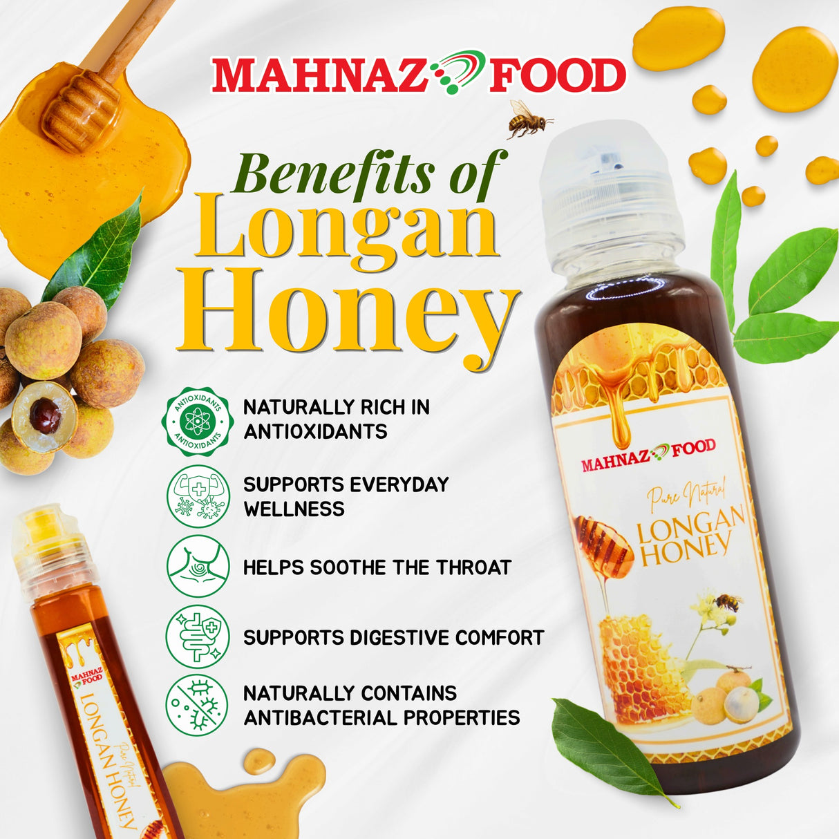 Mahnaz Food Pure Longan Honey 500g