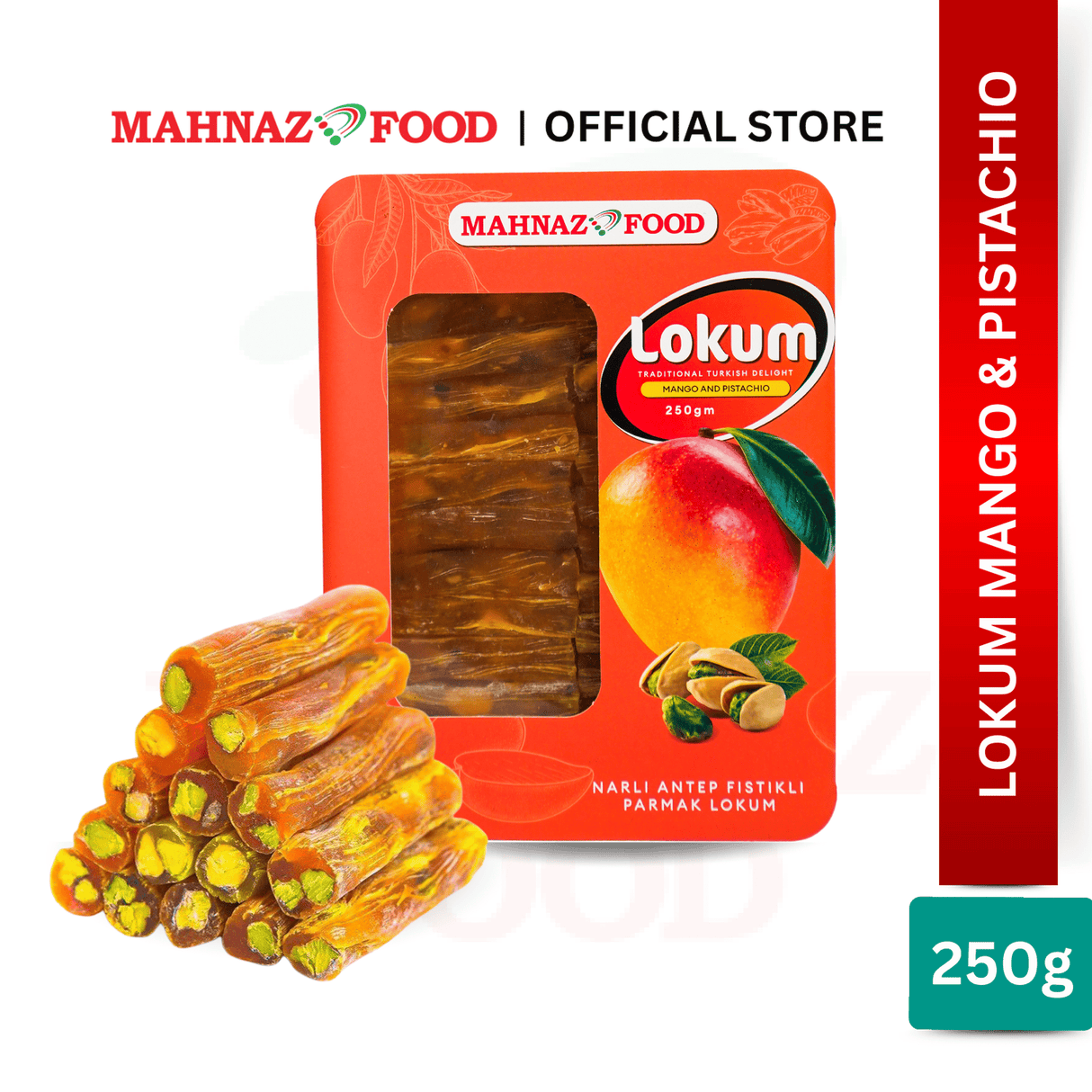 MAHNAZ FOOD LOKUM MANGO AND PISTACHIO 250G