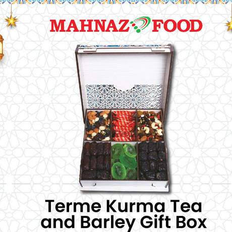 Makanan Mahnaz - Kotak Hadiah Teh Kurma Dan Barli Terme | Set Kotak Hadiah Raya | Set Hamper | Kotak Hadiah Puasa