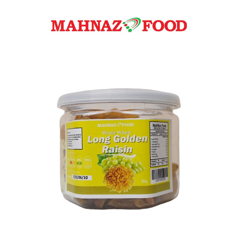 Mahnaz Food Whole Pitted Long Golden Raisin 150G