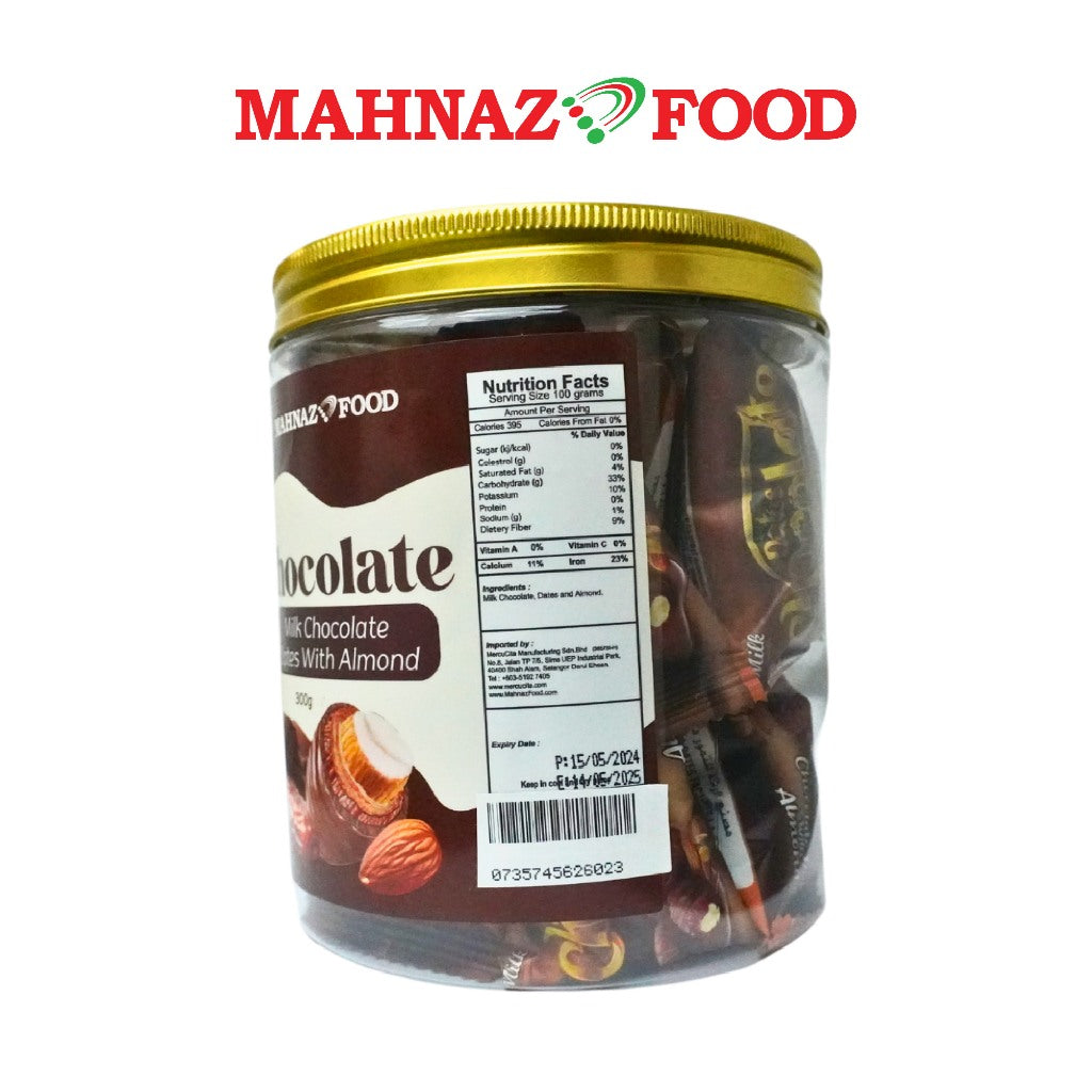 Mahnaz Food Premium Chocolate Date  Coklat Kurma 300G - White / Dark / Pistachio / Milk