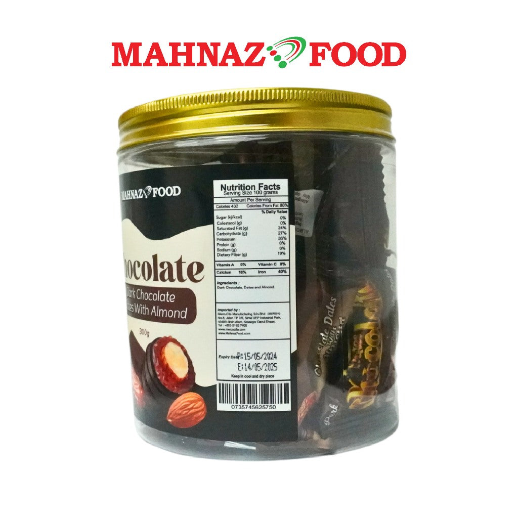 Mahnaz Food Premium Chocolate Date  Coklat Kurma 300G - White / Dark / Pistachio / Milk